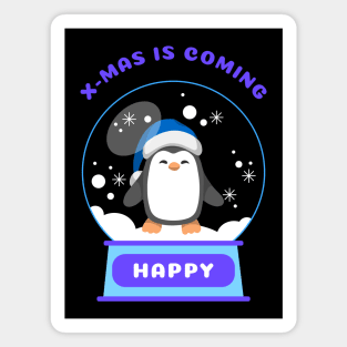 Xmas Is Coming Happy Penguin (Blue) Magnet